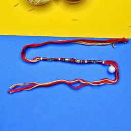 MANSIYAORANGE Set Of 3 AD Stones Studded & Beaded Cotton Thread Rakhi-53