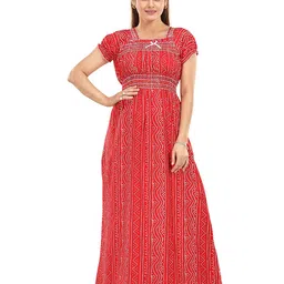 CINCO Women Printed Square Neck Maxi Nightdress-picture-0