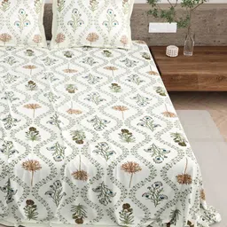 BELLA CASA White & Black Ethnic Printed 210 TC Cotton King Bedsheet Set 2.20 m x 2.74 m-10