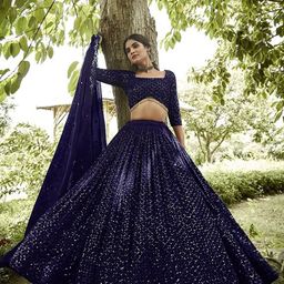 Warthy Ent Embroidered Georgette Semi-Stitched Lehenga With Unstitched Blouse & Dupatta-57