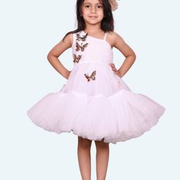 Modish One Shoulder Net Fit & Flare Dress-0