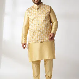 SOJANYA PLUS Men Plus Size Ethnic Motifs Embroidered Kurta with Churidar-picture-44