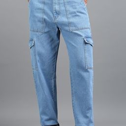 Kolor Fusion Men Cotton Light Blue Relaxed Fit Cargo Jeans-image-84