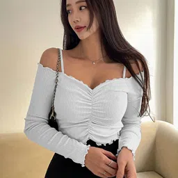 CORSICA Off-Shoulder Cold-Shoulder Tank Crop Top-image-60