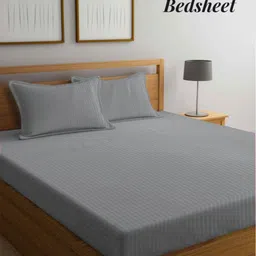 Aura Grey Striped 300 TC King Fitted Bedsheet Set 2.70 m x 2.60 m-picture-19