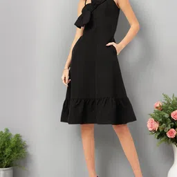 DressBerry Sassy Straps Front Bow A-Line Dress-image-29