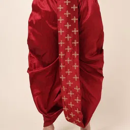W & G Men Embroidered Relaxed Fit Silk Ethnic Dhoti-55