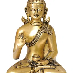 Exotic India Gold-Toned Lord Tibetan Buddha Brass Idol Showpiece-picture-33