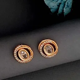 MEIRA JEWELLERY Gold-Plated Artificial Stones Studded Circular Shaped Studs-picture-23
