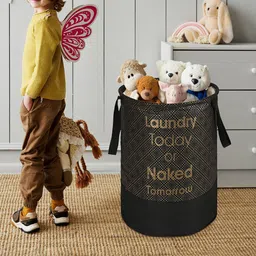 Kuber Industries Black & Beige 2 Pieces Printed Foldable Laundry Bags 45 l-6