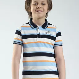 Monte Carlo Boys Striped Polo Collar T-shirt-image-88