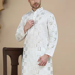 Jompers Men Geometric Embroidered Sequinned Kurta-26