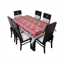 LooMantha Pink Geometric Printed Waterproof Plastic 6-Seater Table Cover-12