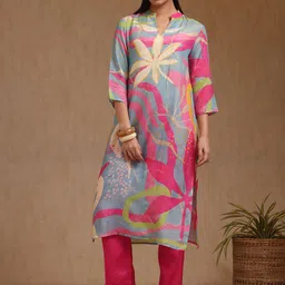 Soch Women Floral Printed Regular Beads and Stones Kurta with Trousers-image-63