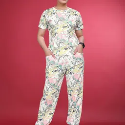 JK Creation Printed Round Neck T-Shirt With Jogger Co-Ords-image-69