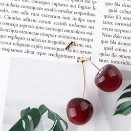 BEYTER Red Cherry Sterling Silver Contemporary Drop Earrings-image-90