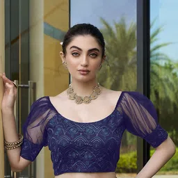 HERE&NOW Embroidered Puff Sleeved Saree Blouse-picture-57