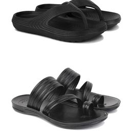 DRACKFOOT Men Pack Of 2 Black Comfort Sandals-image-6