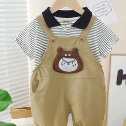 INCLUD Boys Printed Round Neck Dungaree With T-Shirt-picture-6