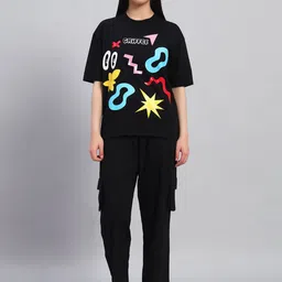 GRIFFEL Printed Oversized Pure Cotton Co-Ords-picture-49