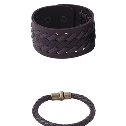 Anouk Men Set Of 2 Leather Wraparound Bracelets-picture-14