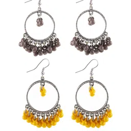 Combo Silver Oxidize Grey & Yellow Earrings for Girls-image-70