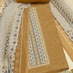 Soch Polka Dots Printed Linen Unstitched Dress Material-image-90