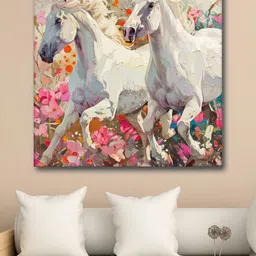 Myntra Elegant Homes White & Pink Animal Printed Canvas Wall Art-image-96