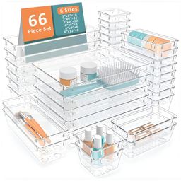 Aura Transparent Set of 6 Regular Drawer Organiser Organisers-8