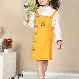 Superminis Girls Embroidered Cotton Dungaree-11