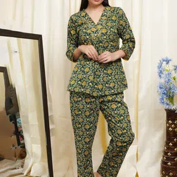 ALLEN WEAVE Floral Printed Pure Cotton Night Suit-image-18
