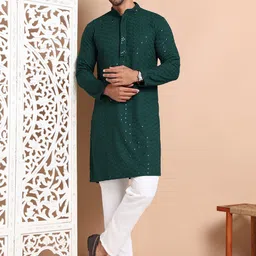 Anouk Men Embroidered Regular Sequinned Kurta with Pyjamas-16