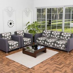 Myntra Elegant Homes Green & White 10 Pieces Printed Velvet 5 Seater Sofa Covers-picture-12
