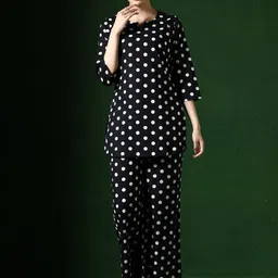 Jaipur Kurti Women Polka Dots Printed Regular Pure Cotton Kurti with Palazzos-23