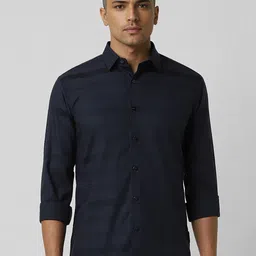 V Dot Men Spread Collar Horizontal Striped Cotton Slim Fit Casual Shirt-image-32