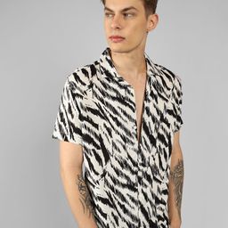Dennis Lingo Men Abstract Printed Relaxed Fit Cuban Collar Casual Shirt-image-131