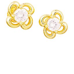 Subham Jewellers Gold-Plated Cubic Zirconia Studded Floral Shaped Studs-49