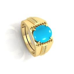 GenZcomplex Gold-Plated Brass Turquoise Finger Ring-image-87