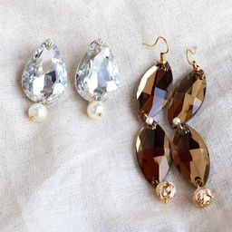 BeAbhika Set Of 2 Glass Crystal Drop Earrings-12