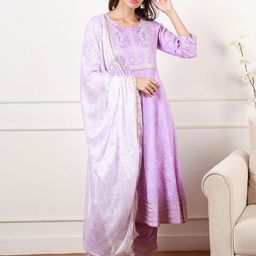 DUMMY SHAPE Women Paisley Printed A-Line Kurta with Trousers & Dupatta-11