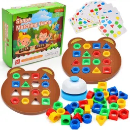 Geometric Shape and Color Matching Puzzle Board Game with Bell for Kids-17