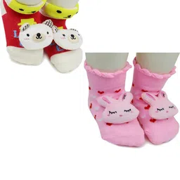 NESKA MODA Kids-Unisex Set Of 2 Ankle Length Cotton Socks-27