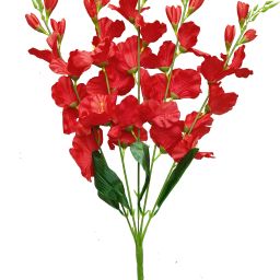 Artificial Gladiolus Flower Bunch Without Pot (Pack of 1) Red Gladiolus Artificial Flower-image-70