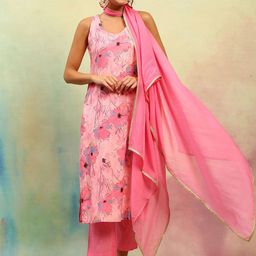 Khushal K Women Floral Printed Regular Kurta with Palazzos & With Dupatta-19
