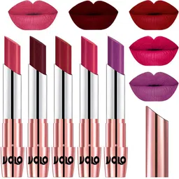 VOLO Set Of 5 Creme Matte Lipsticks - Pink 41-Maroon 42-Red 43-Passion Pink 44-Purple 48-13