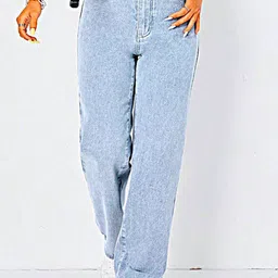 Glossia Women Comfort Straight Fit High-Rise Light Fade Acid Wash Stretchable Jeans-picture-23