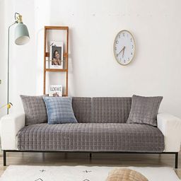 Stylista Grey Polyester Sofa Cover With Arms-image-98