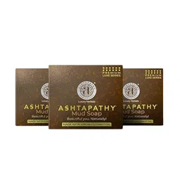 Ashtapathy Set Of 3 Mud Soap With Virgin Coconut Oil For Nourishment - 125 g Each image 3