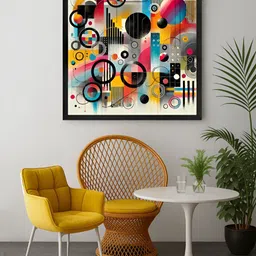 999Store Blue & Black Geometric Printed Canvas Wall Art-12