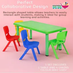eHomeKart Kids Rectangle Plastic Table With Set Of 5 Chairs image 5